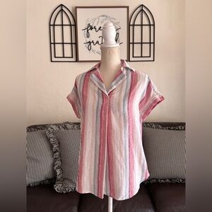 Beach Lunch Lounge Collection Size XS Pop Over Shirt Linen Blend Beach Summer